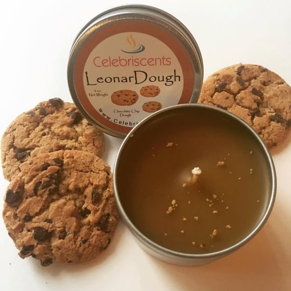 Chocolate Chip Dough Scented Soy Candle with actual Chocolate Chip cookie crumbs atop of the delicious, warm smelling candle.  Dee-lish!