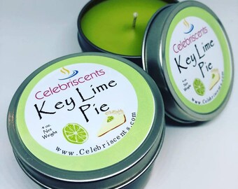 Key Lime Pie Scented Soy Candle with lots of sweetness and a strong key lime scent.  Makes a great soothing gift for any occasion.