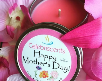 Happy Mother's Day plumeria flowery soy candle scent of fresh natural flowers from the tropics.  Makes a perfect warm Mother's Day Gift.
