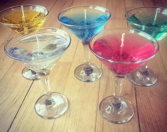 Long Lasting Scented Variety of Gel Candles in Mini Martini Glass, perfect for the dinner table or as fun gifts.