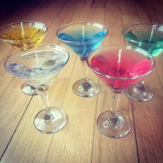 Long Lasting Scented Variety of Gel Candles in Mini Martini Glass, perfect for the dinner table or as fun gifts.