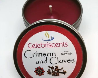 Crimson and Cloves Scented Soy Candle. Sweet and Spicy burst of fresh market crimson flowers and natural spicy cloves scented soy joy.