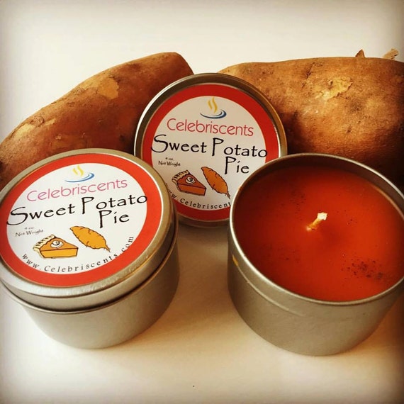 Sweet Potato Pie Scented Soy Candle that will have you run back to the dinner table.  True-to-smell of Sweet Potato Pie scent with cinnamon.