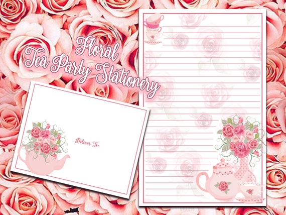 floral stationery set tea party stationery girly stationery etsy
