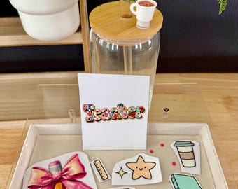 Kit para decorar vasos de profesores / Pegatinas florales para profesores / Regalo de agradecimiento para profesores / Regalo de fin de curso
