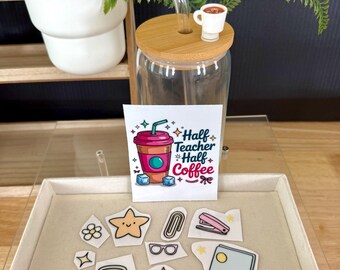 Kit de bricolaje "Mitad profesor, mitad taza de café" / Regalo divertido para agradecer a los profesores / Regalo de fin de año