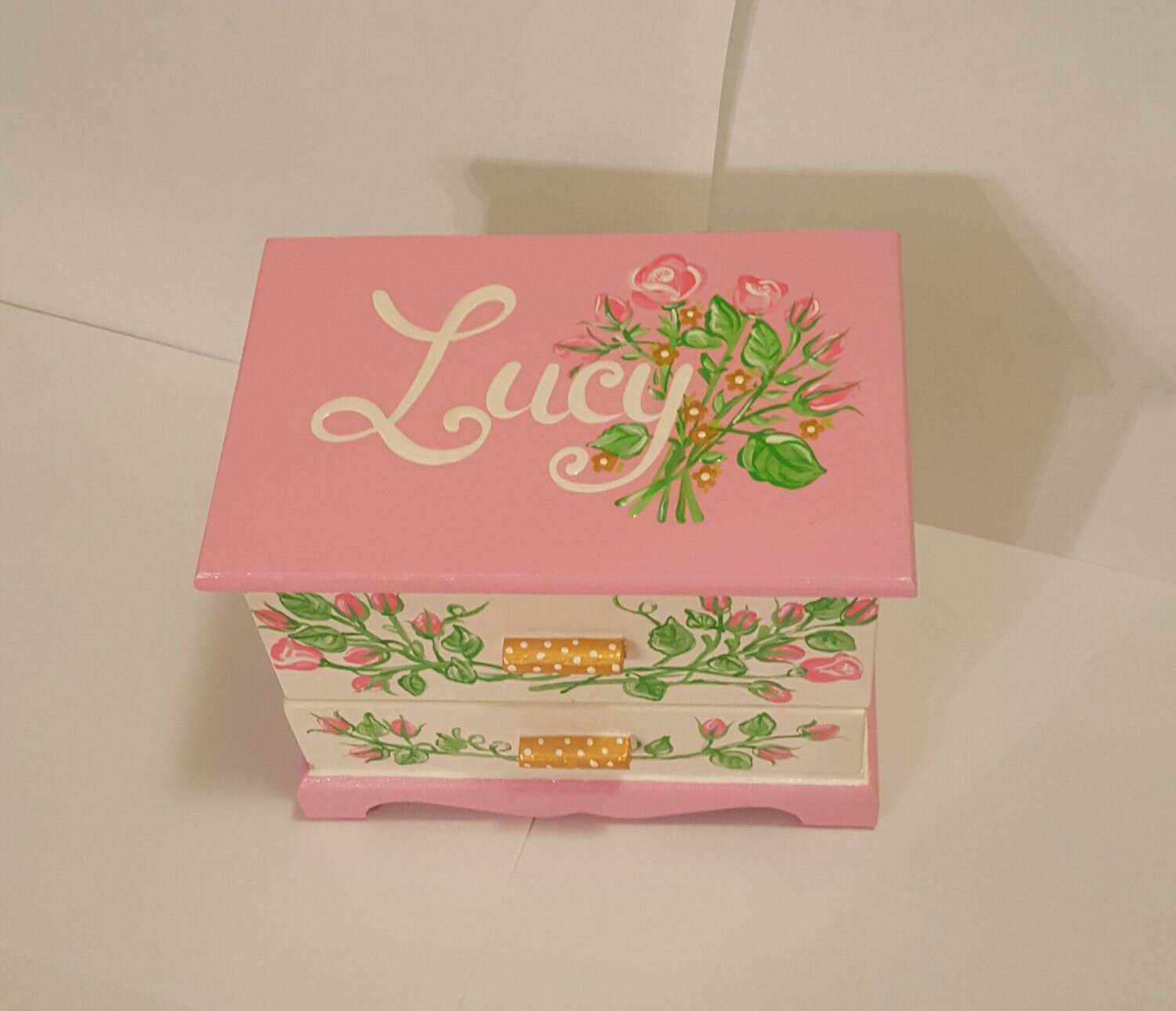 Personalized Child's Jewelry Box Wood Box Girls Pink Green Etsy