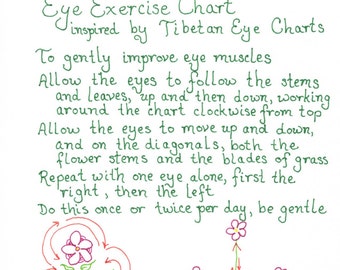 tibetan inspired eye exercise chart digital download etsy canada