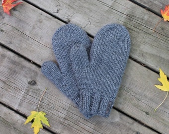 MADE TO ORDER | Grey Fleece Lined Knit Mittens | Handmade Mittens | Winter Mittens | Canadian Mittens | Gloves