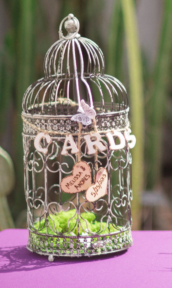 Items similar to Bird Cage Wedding Card Holder with moss/ Wedding Gift