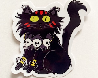 Street Fighter Cat Sticker, black cat in the style of Dhalsim