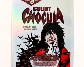 Alucard Count Chocula Sticker, Holographic or Glossy White