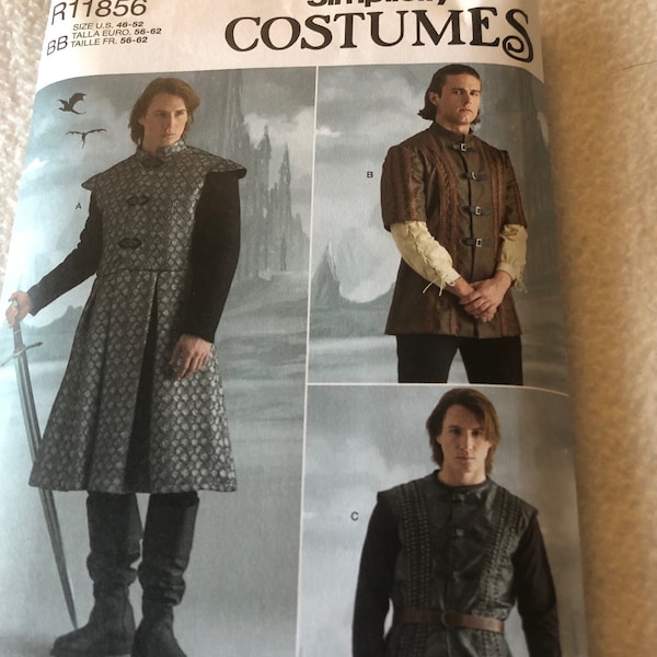 Simplicity Pattern 11856, Mens theater modeste costume pattern, coat, jacket, and vest