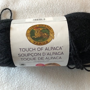 Lion Brand Touch of Alpaca, black yarn