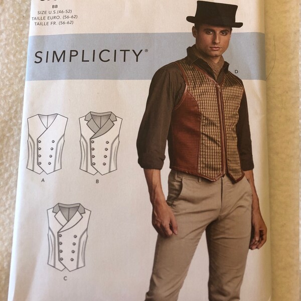 Simplicity Pattern 9087, man's costume, formal vest, double breasted vest, steampunk costume