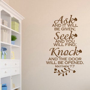 Ask. Seek. Knock, CODE 019, Vinyl Bible Verse.