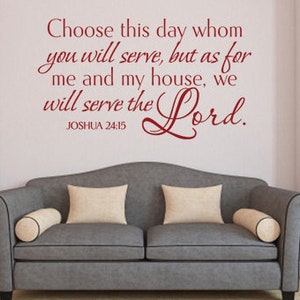 Religious Wall Decal. Choose This Day - CODE 228 Christian wall decals, Scripture wall decal, Religious wall quote, wall decal bible.
