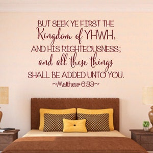 But Seek Ye First-YHWH, CODE 263, Christian Wall Decal.