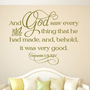 Scripture wall decal. And God Saw - CODE 206 Christian wall decals, Religious wall decal, Religious wall quote, wall decal bible, Christian.