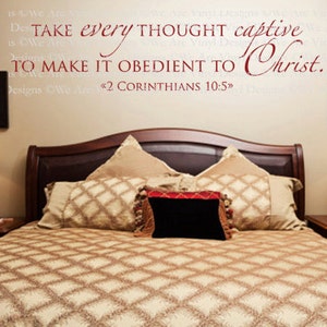Christian Wall Decal. Take Every Thought Captive CODE 277 Scripture wall decal, Religious wall decal, Religious wall quote, wall decal bible