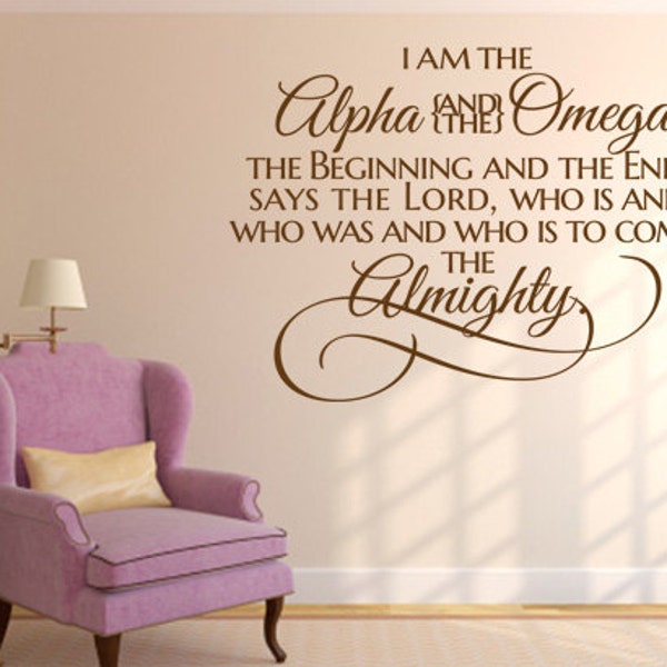 I Am the Alpha and Omega, CODE 082, Christian Wall Decal.