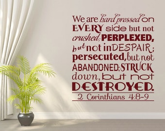 2 Corinthians 4, 8-9, CODE: 008, Christian wall decals.