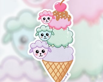 Sheep Ice Cream Cone Sprinkles vinyl sticker