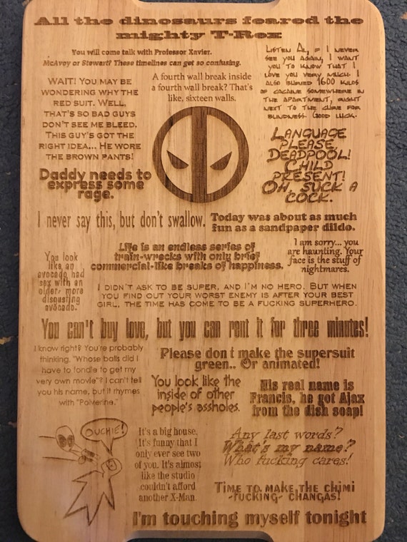 Deadpool Inspiriert Zitate Schneidbrett Aus Holz Geätzten Etsy