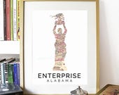Enterprise Print, Enterprise Skyline, Enterprise Art, Enterprise Poster, Enterprise Watercolor, Enterprise Art Print, Enterprise Map
