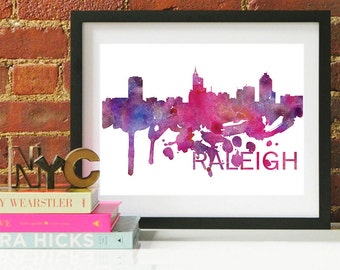 Raleigh Art Print Raleigh NC City Skyline Poster Raleigh | Etsy