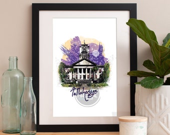 Plakat z panoramą Tallahassee: pejzaż Florydy