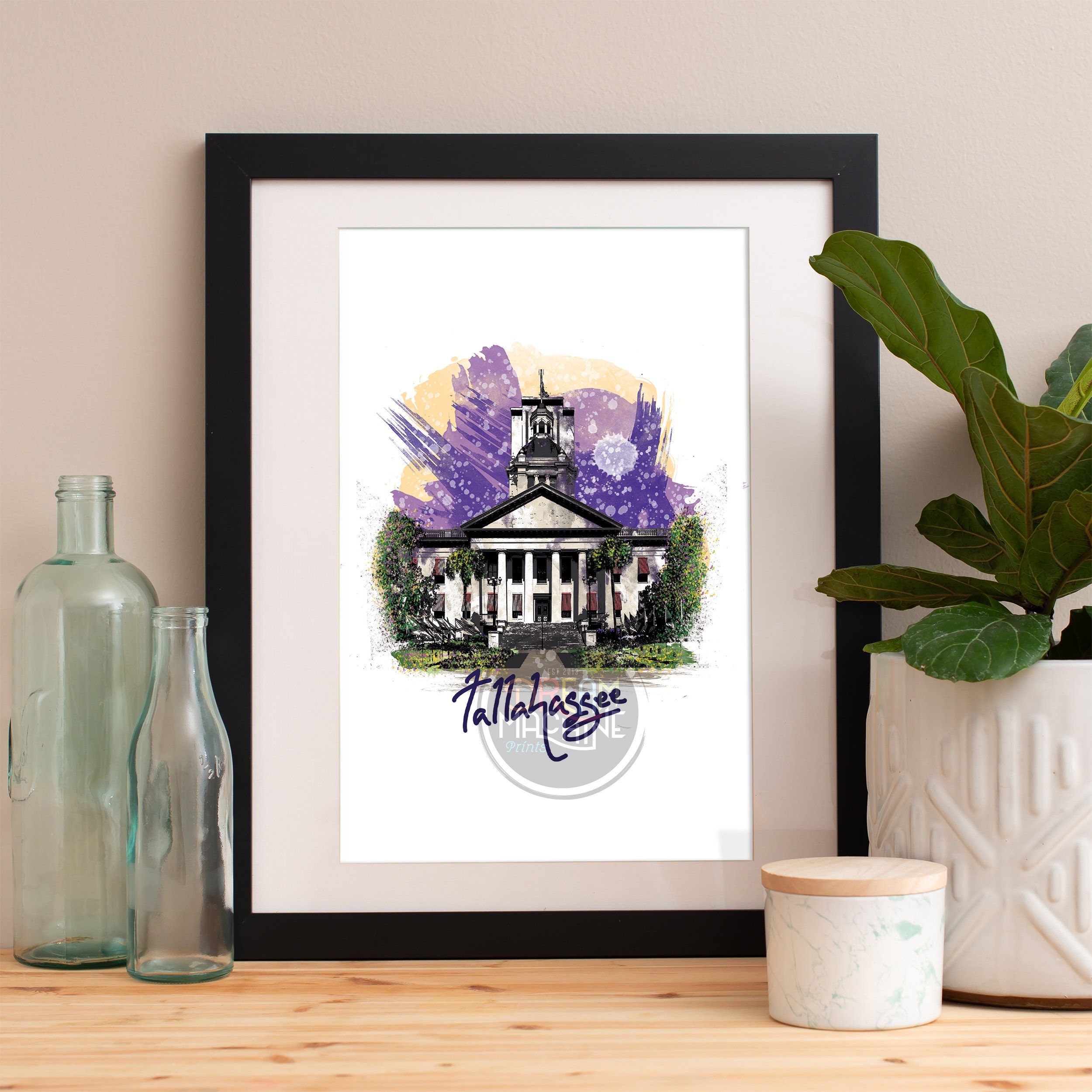 Tallahassee Print, Tallahassee Skyline, Tallahassee Art, Tallahassee