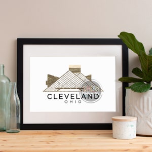 Cleveland Skyline Aquarell Kunstdruck: Ohio Karte Poster