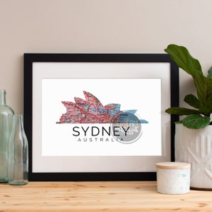 Sydney Skyline Map Art Print: Australia Watercolor Poster