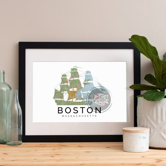 Boston Print, Boston Skyline, Boston Art, Boston Poster, Boston Watercolor, Boston Art Print, Boston Map, Boston Wall Art, Massachusetts Art