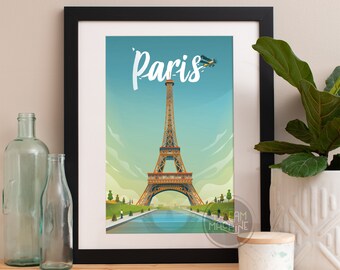 Paris Skyline Print: Eiffel Tower Watercolor Art
