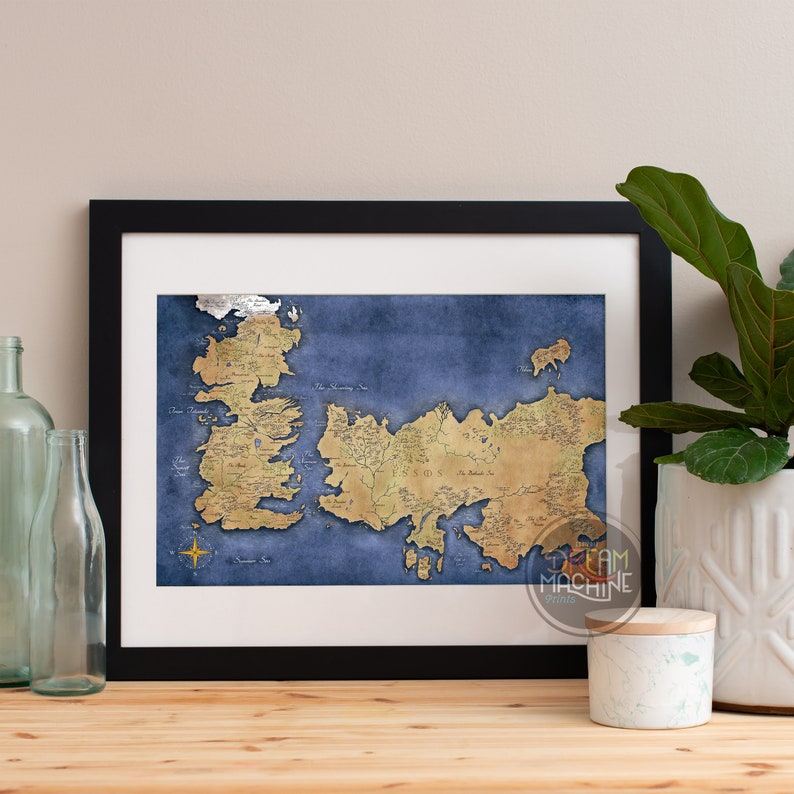 Game of Thrones Map of Westeros and Essos Game of Thrones Etsy UK