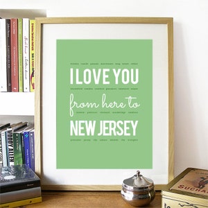 I love you from here to New Jersey, New Jersey Print, New Jersey Skyline, New Jersey Art, New Jersey Poster, New Jersey Watercolor image 2