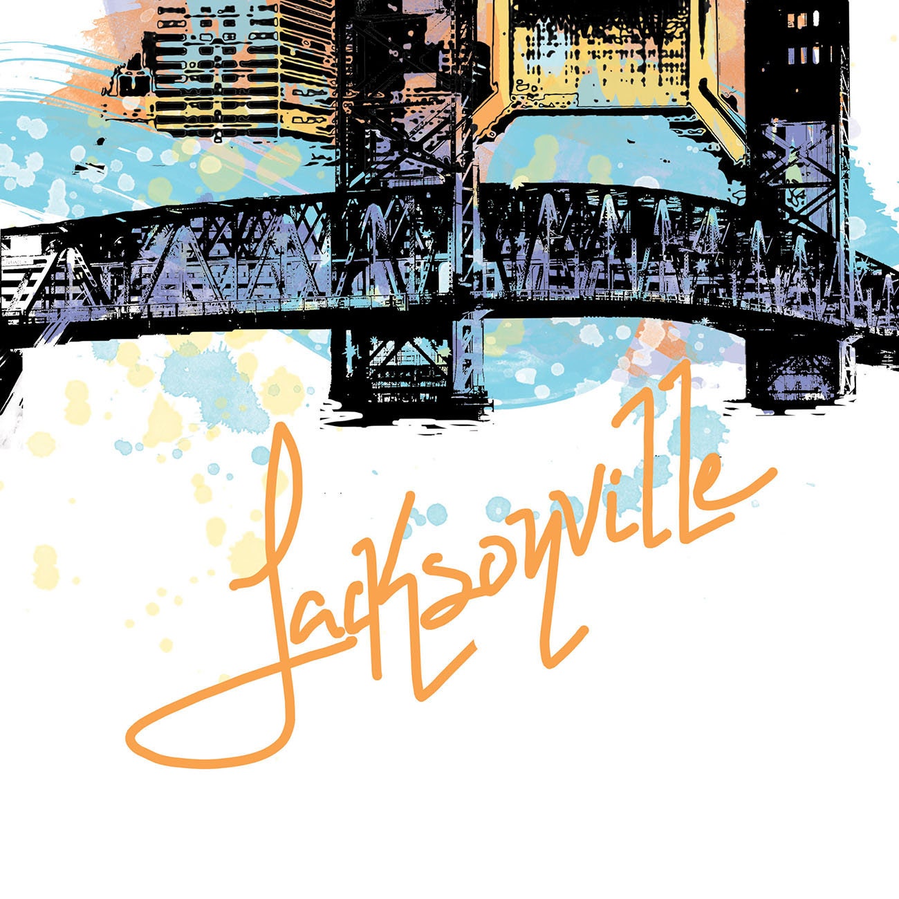 Jacksonville Print, Jacksonville Skyline, Jacksonville Art