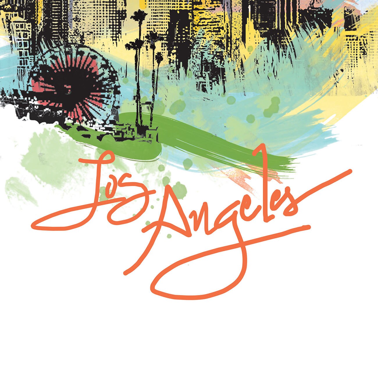 Los Angeles Print Los Angeles Skyline Los Angeles Art Los Etsy