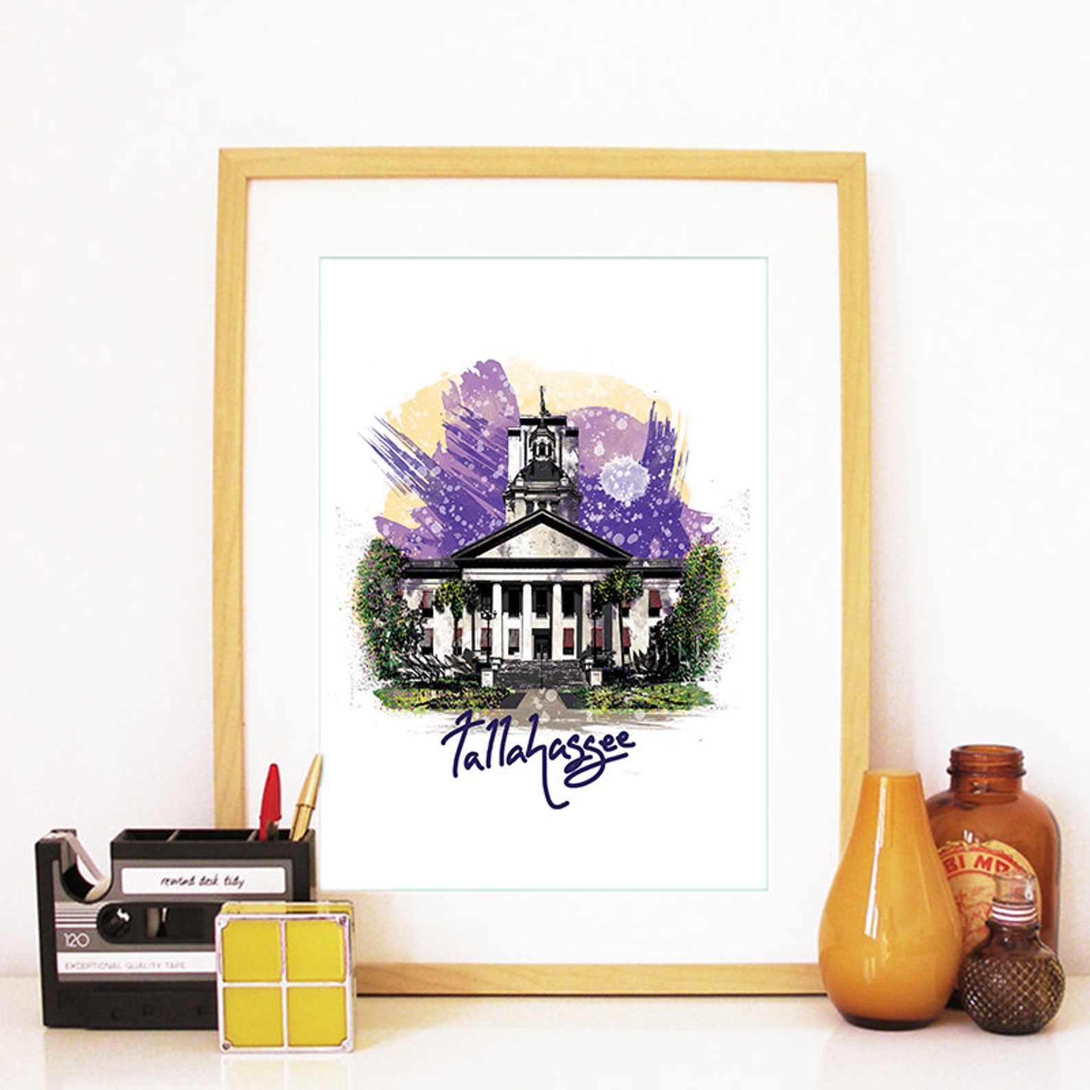 Tallahassee Print Tallahassee Skyline Tallahassee Art Etsy Denmark