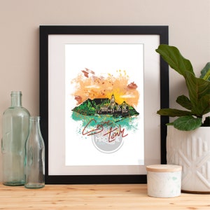 Cape Town Skyline Watercolor Art Print