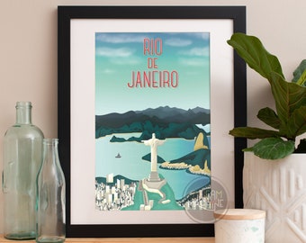 Rio de Janeiro Skyline Art Print: Brazil Travel Poster