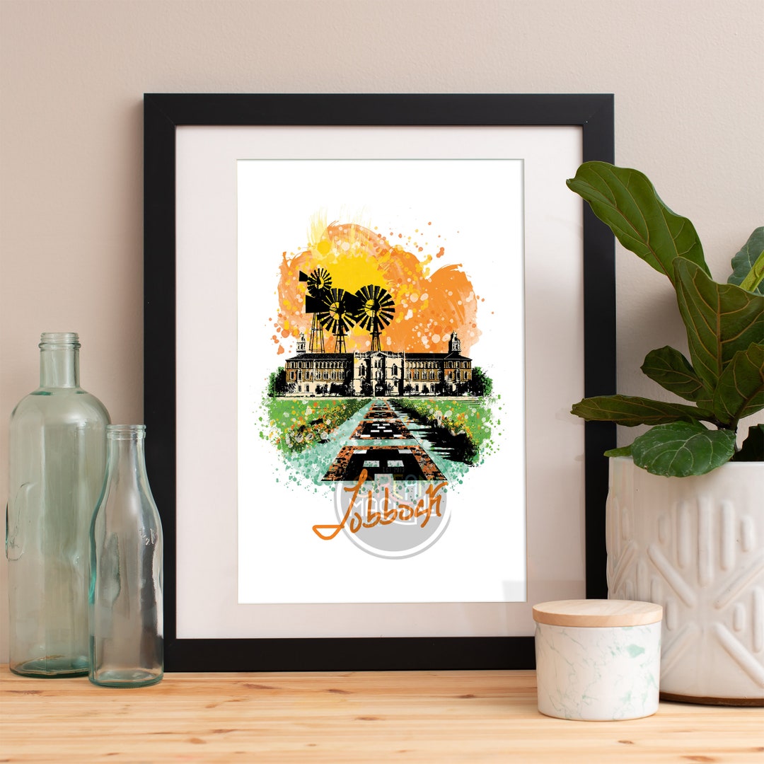 Lubbock Print, Lubbock Skyline, Lubbock Art, Lubbock Poster, Lubbock