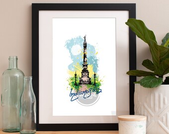 Indianapolis Skyline Watercolor Art Print