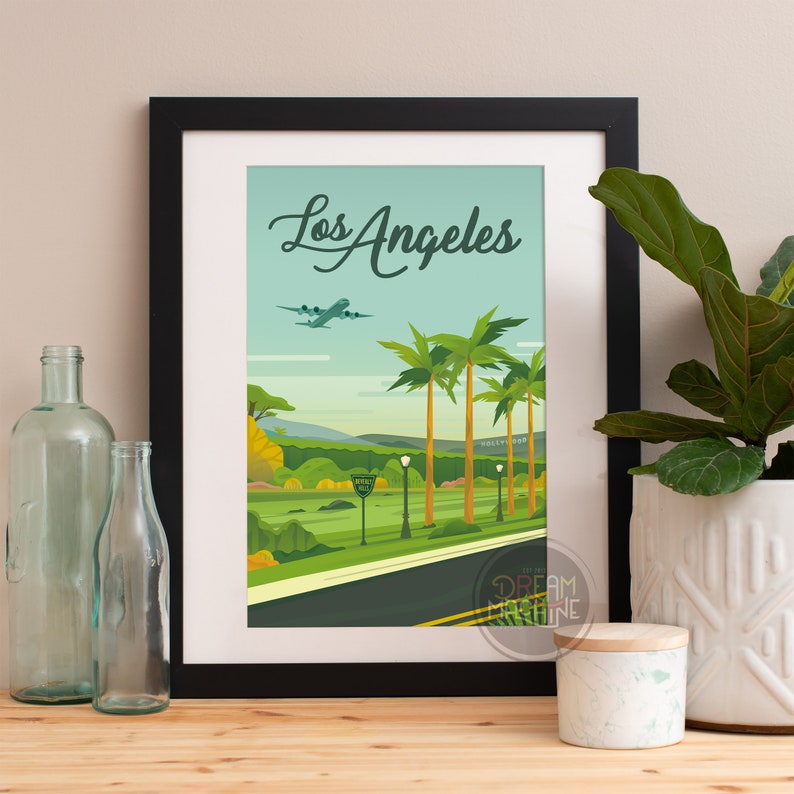 Los Angeles Print Los Angeles Skyline Los Angeles Art Los Etsy