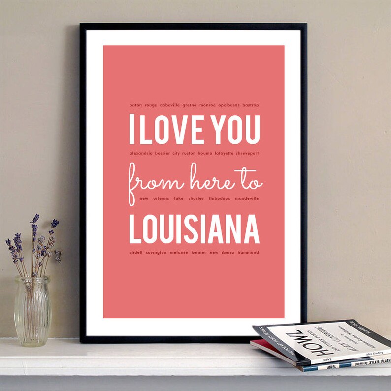 Louisiana Poster Louisiana Skyline Louisiana Watercolor Louisiana I love you from here to Louisiana Louisiana Print Louisiana Art