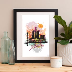 Detroit Skyline Watercolor Art Print