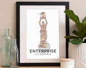 Enterprise Print, Enterprise Skyline, Enterprise Art, Enterprise Poster, Enterprise Watercolor, Enterprise Art Print, Enterprise Map