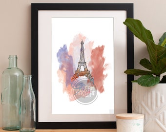 Paris Print, Paris Skyline, Paris Art, Paris Poster, Paris Watercolor, Paris Art, Paris Map, Paris Wall Art, France Art